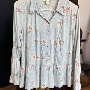 Style & Co. Light Blue Floral Shirt